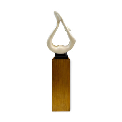 Yoga White Sculpture - Wood Base