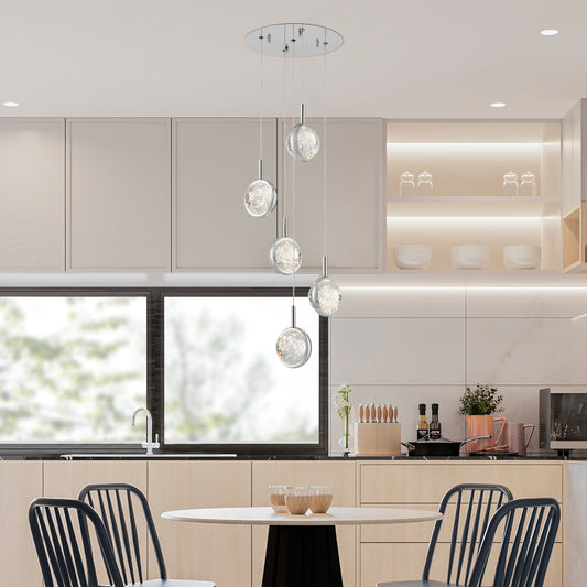 Bubbling Glow Round Chandelier // Chrome