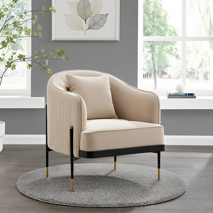 Versa Transitional Elegance Accent Chair // Beige, Black and Gold