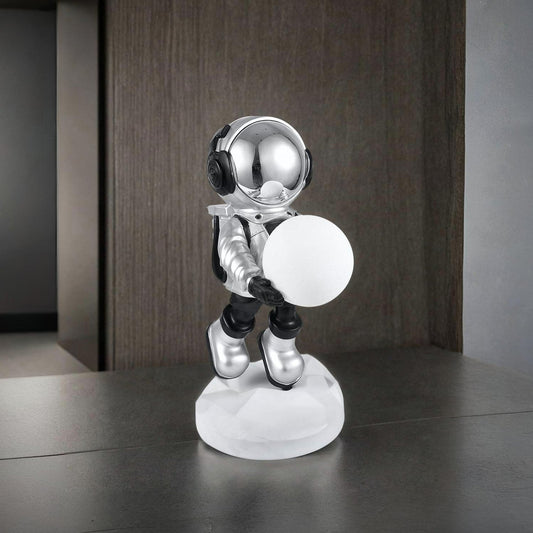 Lighted Astronaut Sculpture // Black & Silver Small