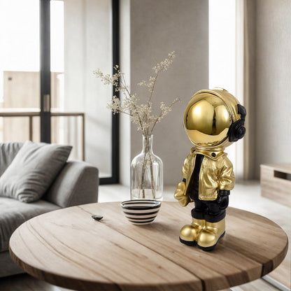 Astronaut Sculpture // Black & Gold Small