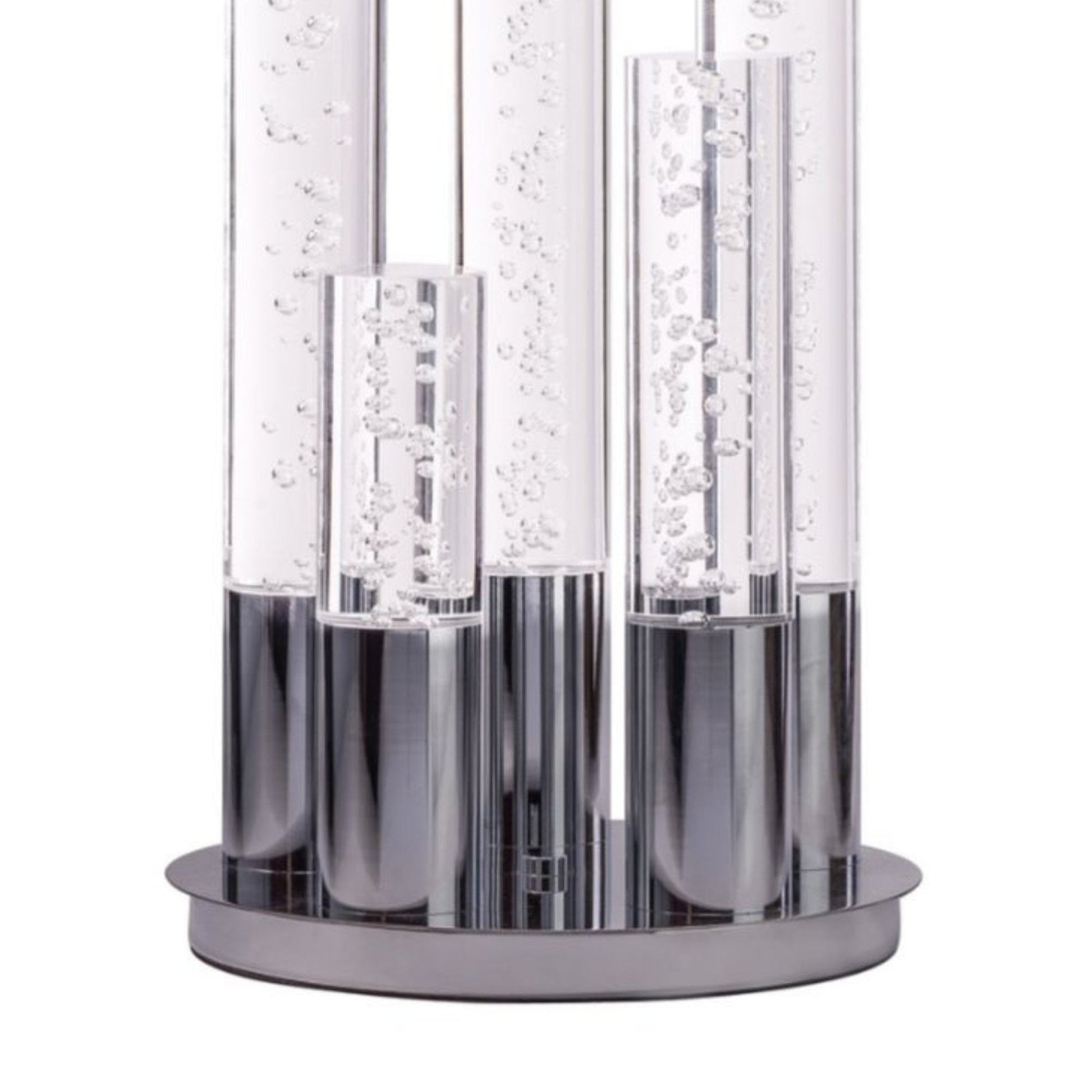 Acrylic Cylinder Dimmable Table Lamp - 5 Light Chrome | Modern LED Lamp with Crystal Cylinders