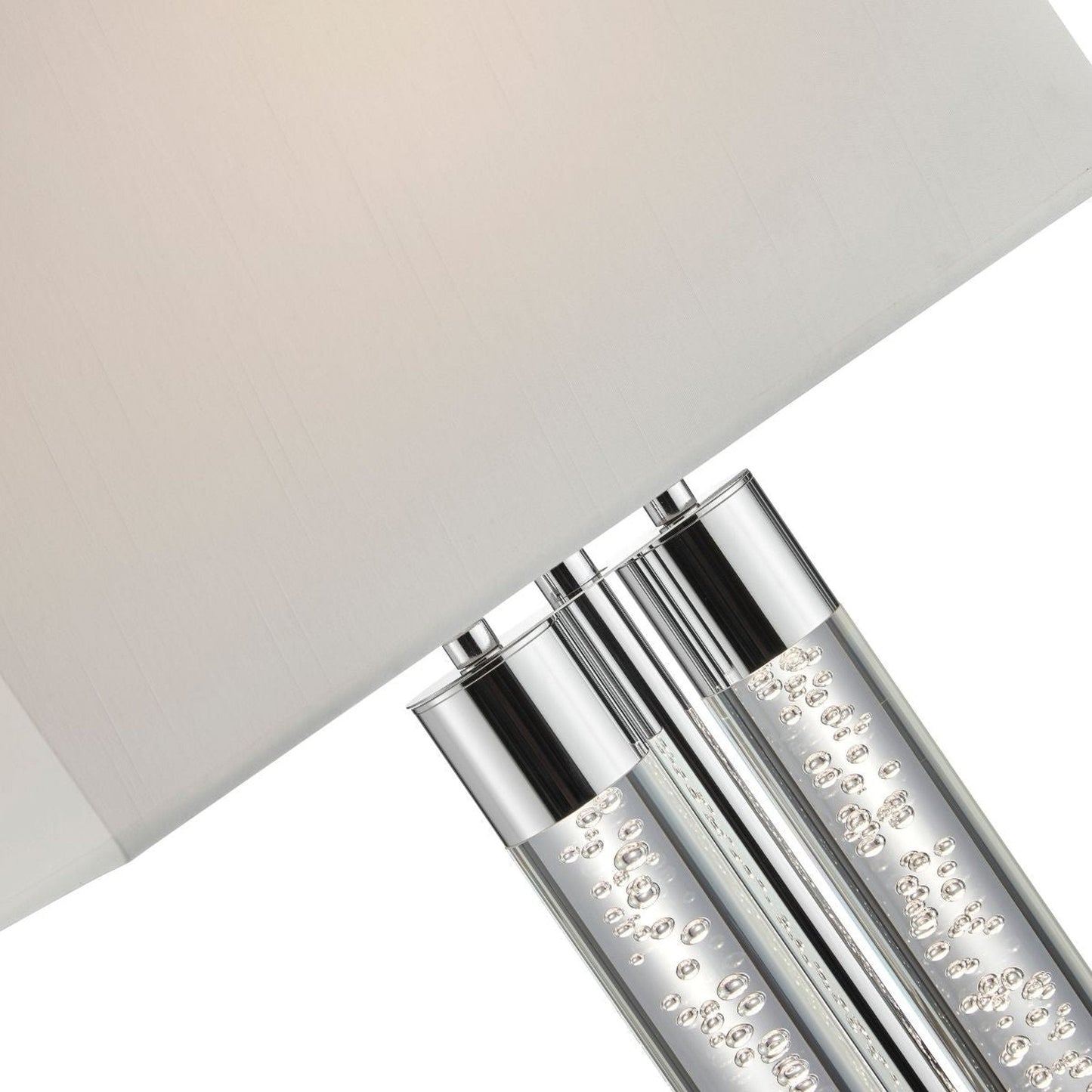 Acrylic Table Lamp - Chrome with Fabric Linen Shade | Modern Metal and Acrylic Design