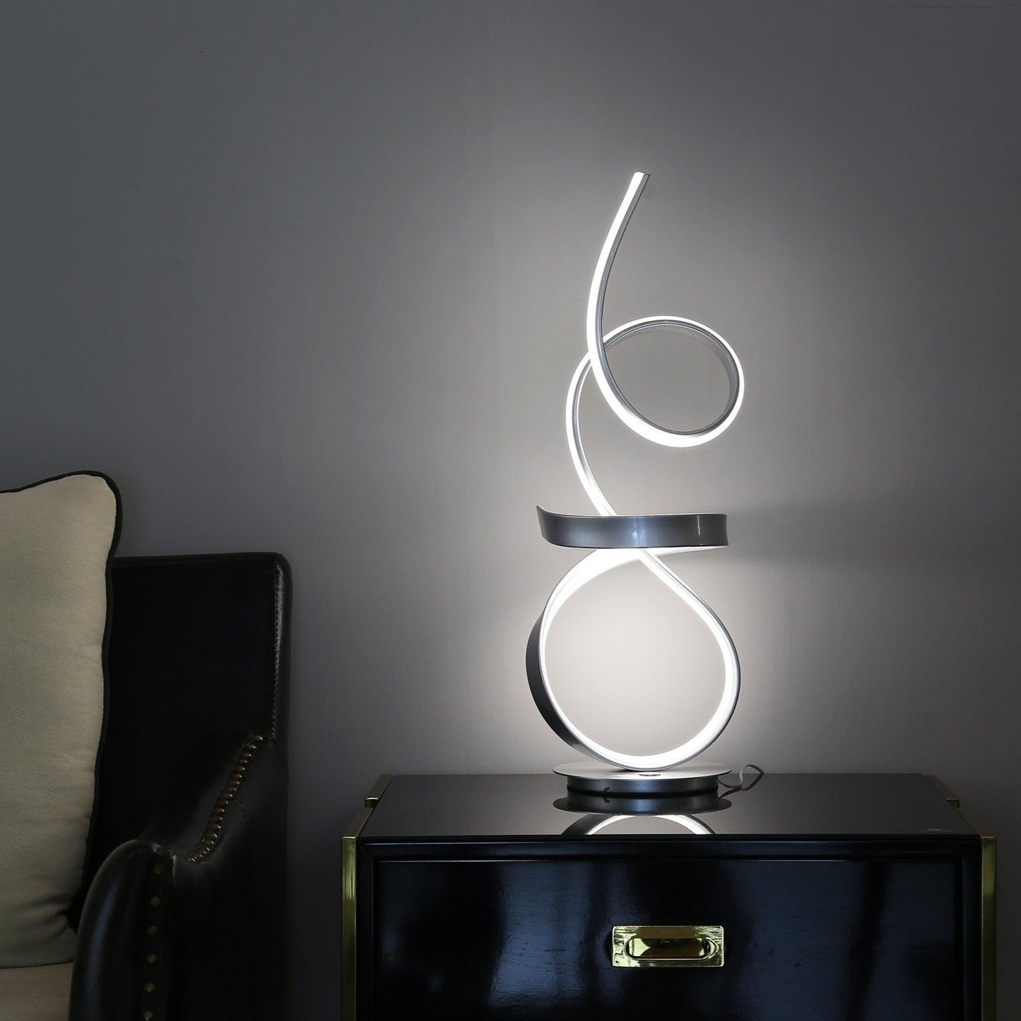 Amsterdam Silver Table Lamp - LED Strip with Touch Dimmer | 15W Aluminum Silica Lamp