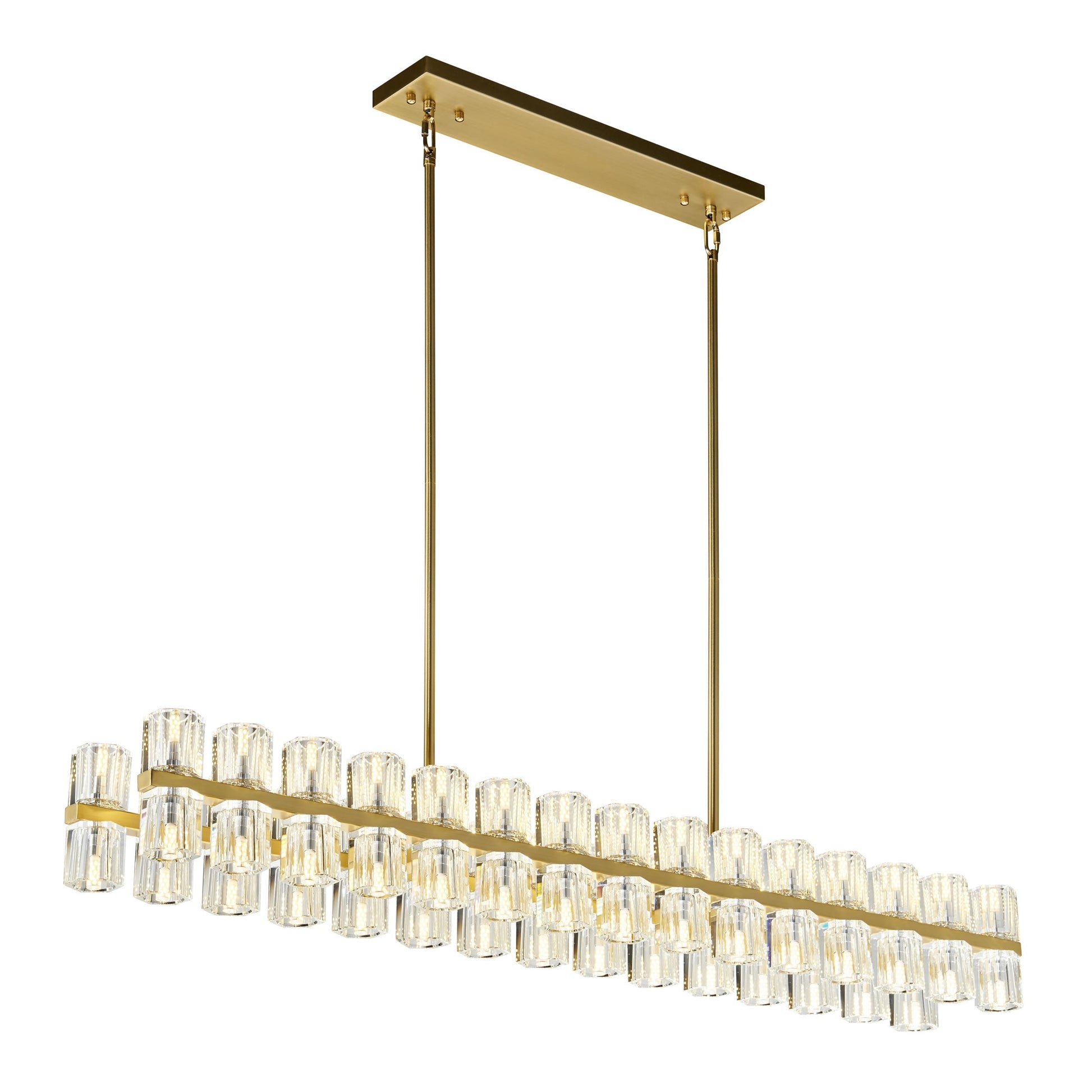 Anderson 60-Light Rectangular Chandelier - Crystal & Gold, 54" with Adjustable Rod