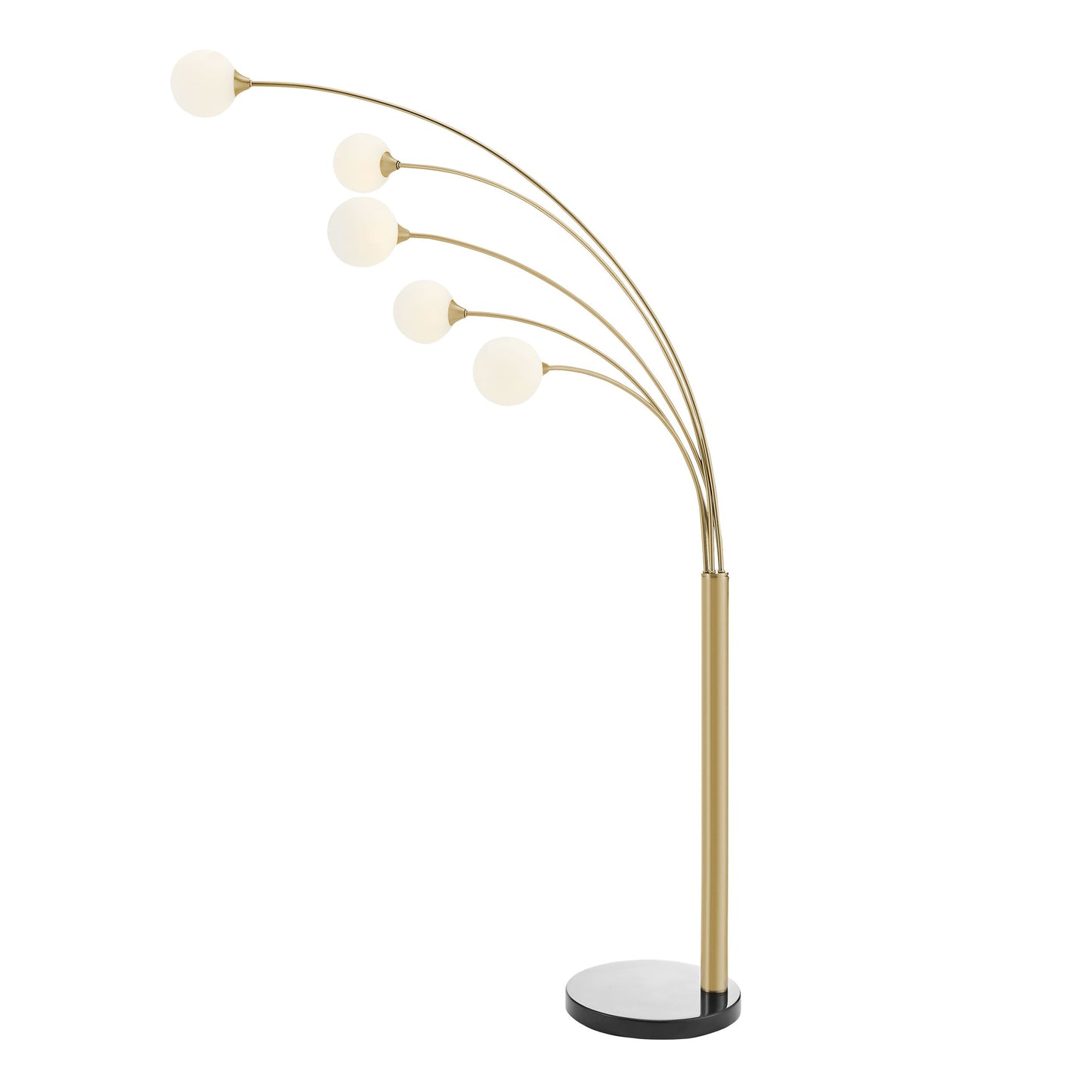 Anechdoche 5 Lights Gold and White Floor Lamp | Mid-Century Modern Adjustable Lighting with Marble Base