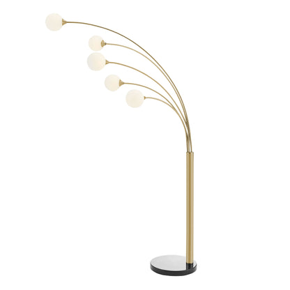 Anechdoche 5 Lights Gold and White Floor Lamp | Mid-Century Modern Adjustable Lighting with Marble Base