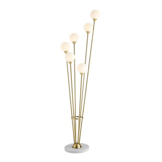 Anechdoche 6 Lights Gold and White Floor Lamp | Modern Elegant Lighting with Marble Base