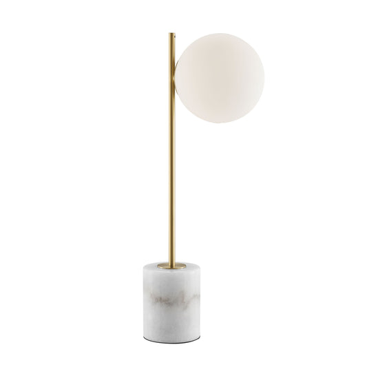 Anechdoche Gold and White Table Lamp | Mid-Century Modern LED Lamp with Marble Base