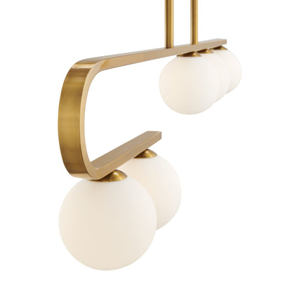 Anechdoche Rectangular Gold and White Chandelier - Mid-Century Modern Design with LED Lighting