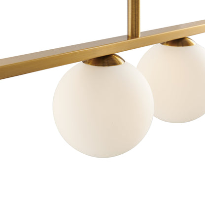 Anechdoche Rectangular Gold and White Chandelier - Mid-Century Modern Design with LED Lighting