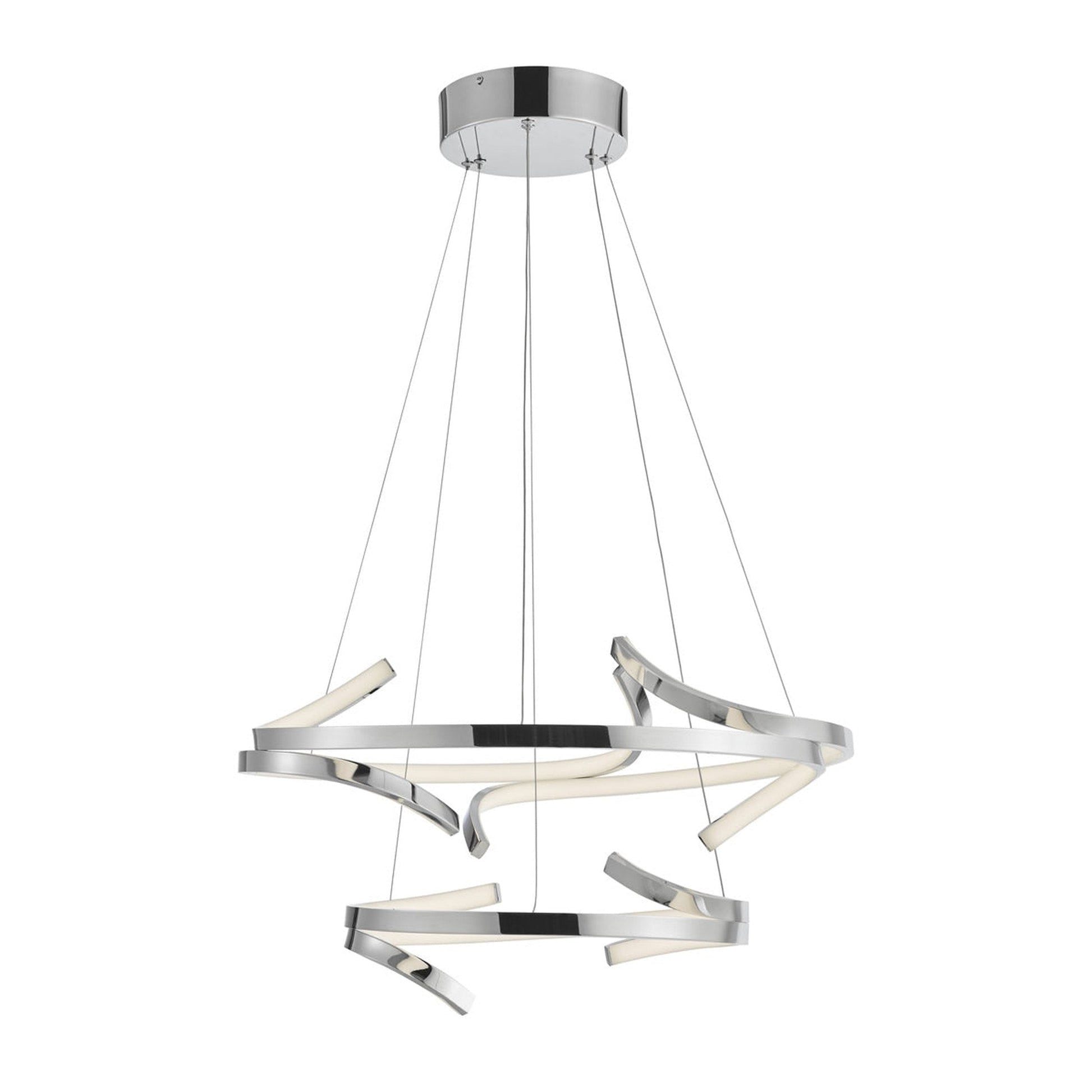 Beijing LED Adjustable Round Chandelier - Two-Tier Chrome | Modern Dimmable Lighting