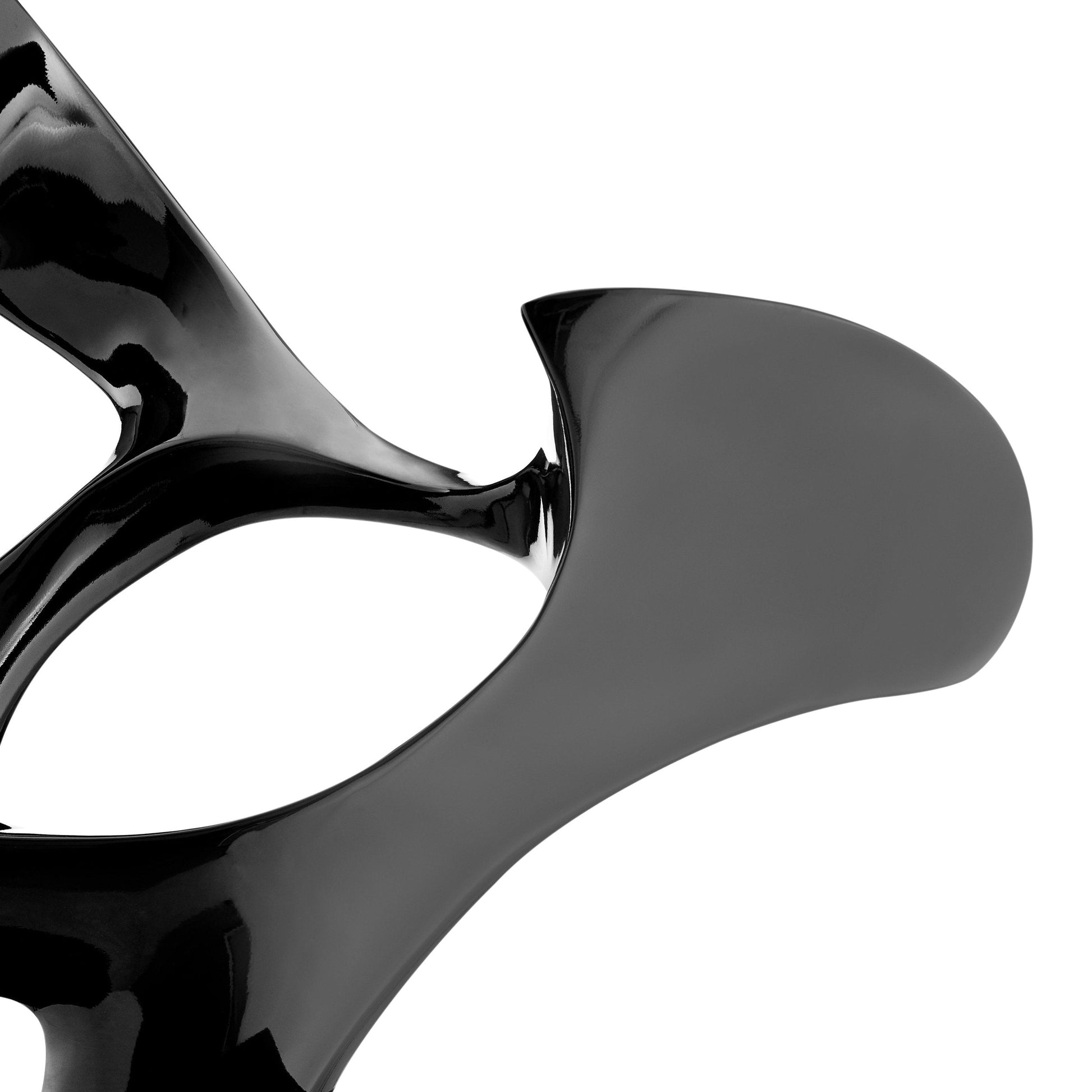 Black Abstract Mask Floor Sculpture With Black Stand, 54" Tall