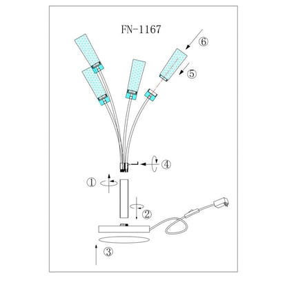 Blooming in Acrylic Table Lamp - 5 Light Chrome | Modern LED Lamp with Crystal Cylinders