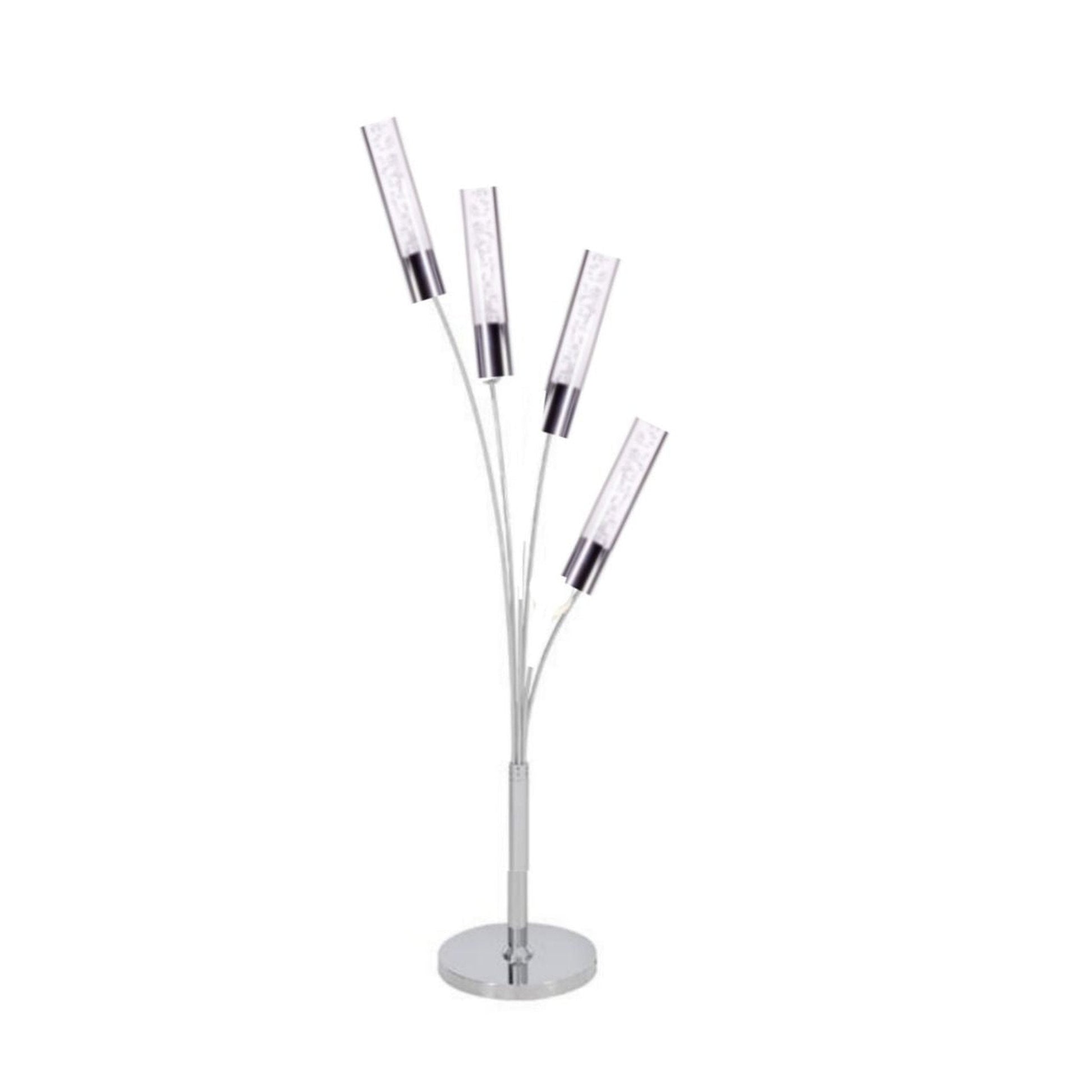 Blooming in Acrylic Table Lamp - 5 Light Chrome | Modern LED Lamp with Crystal Cylinders