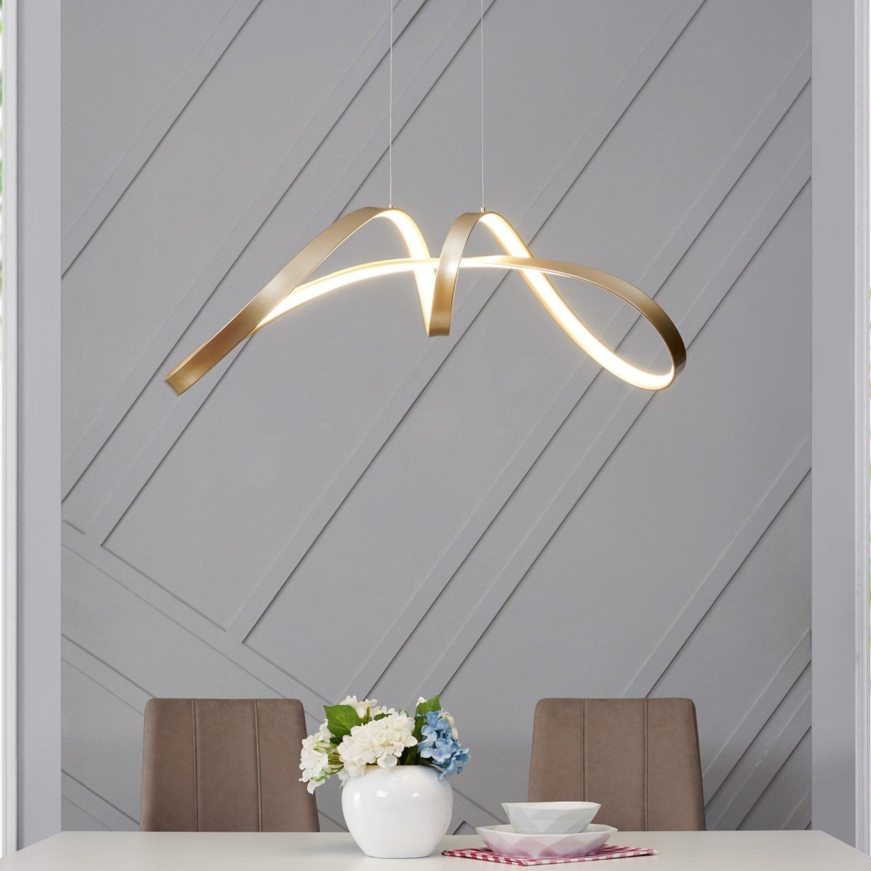 Bucharest LED Chandelier - Sandy Gold | Modern Dimmable Pendant Lighting