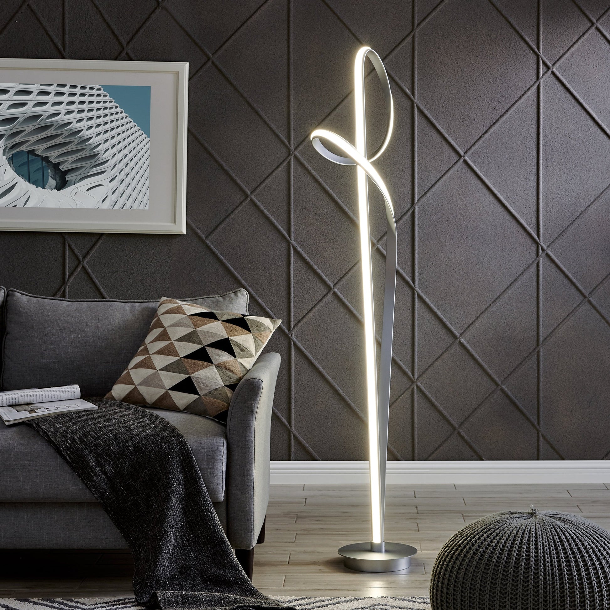 Budapest LED 63" Tall Floor Lamp - Silver | Dimmable Modern Lighting with Elegant Design