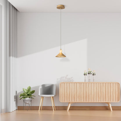 Spanish Alabaster & Aluminum One-Light Chandelier