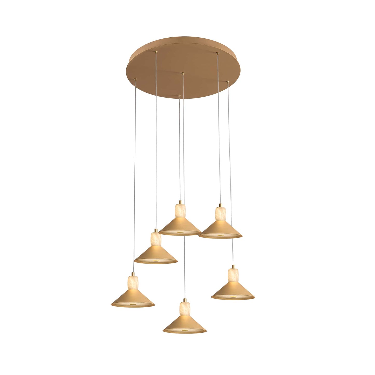 Spanish Alabaster & Aluminum Six-Light Chandelier