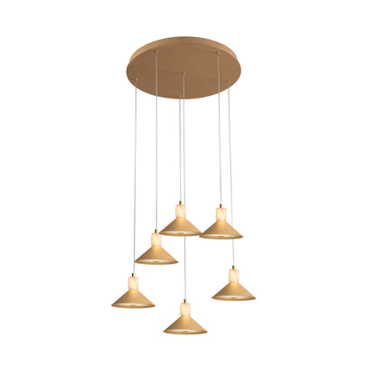 Spanish Alabaster & Aluminum Six-Light Chandelier