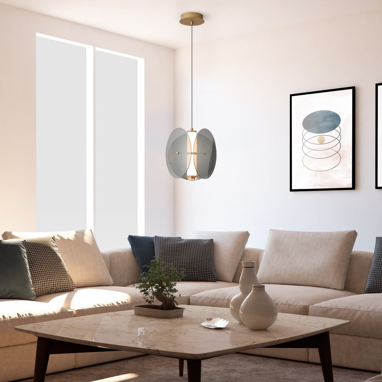 Glass Antique Brass Finish Pendant