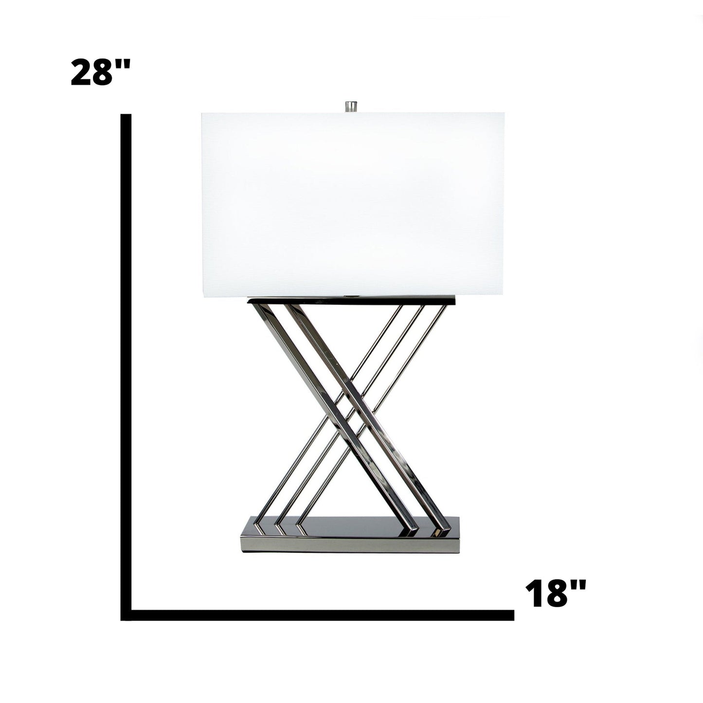 Chrome X Table Lamp - 1 Light | Modern Design with White Linen Shade