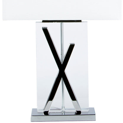 Chrome and Crystal X Table Lamp - 1 Light with USB Charger | Luxurious Lighting for Any Space