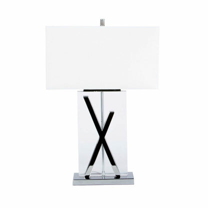 Chrome and Crystal X Table Lamp - 1 Light with USB Charger | Luxurious Lighting for Any Space