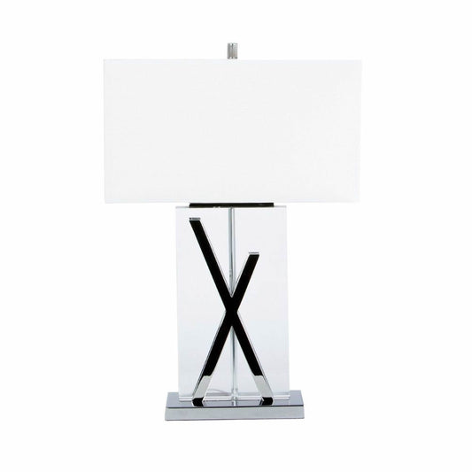 Chrome and Crystal X Table Lamp - 1 Light with USB Charger | Luxurious Lighting for Any Space