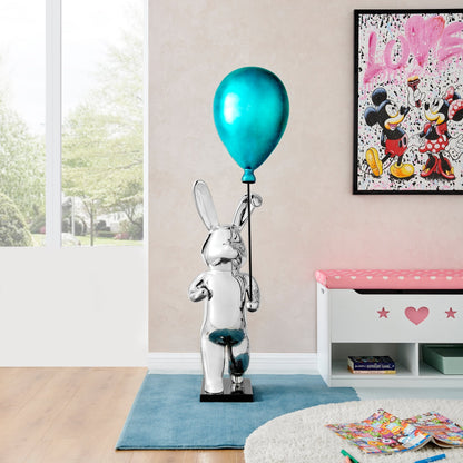 Chrome Bunny Blue Balloon