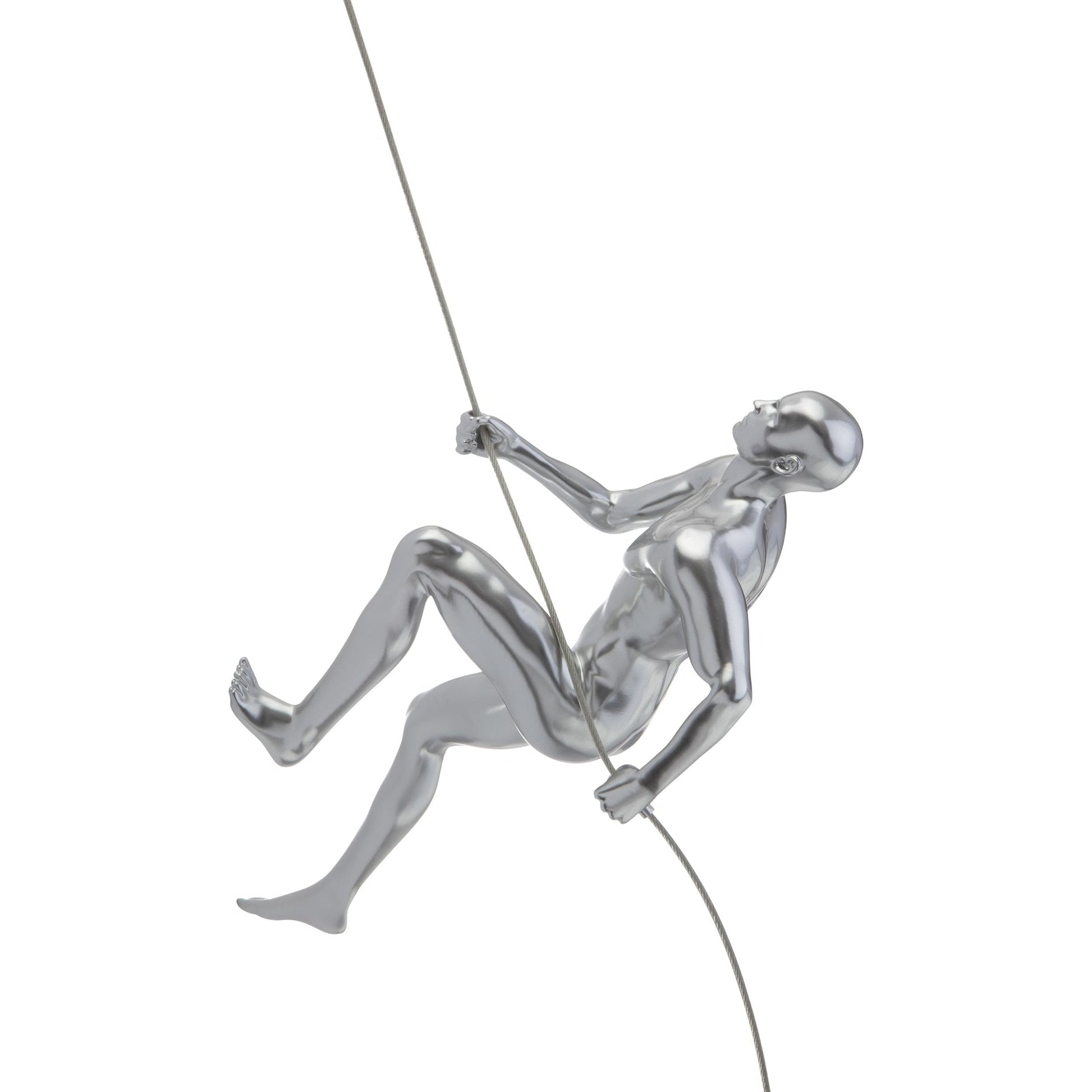 Chrome Wall Sculpture Climbing 15" Man