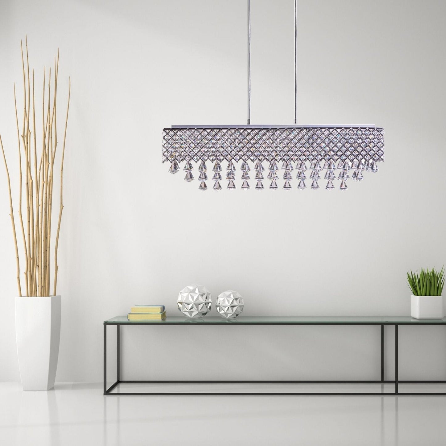 Cinderella Crystal Rectangular Chandelier - 12 Light | Modern Crystal Lighting