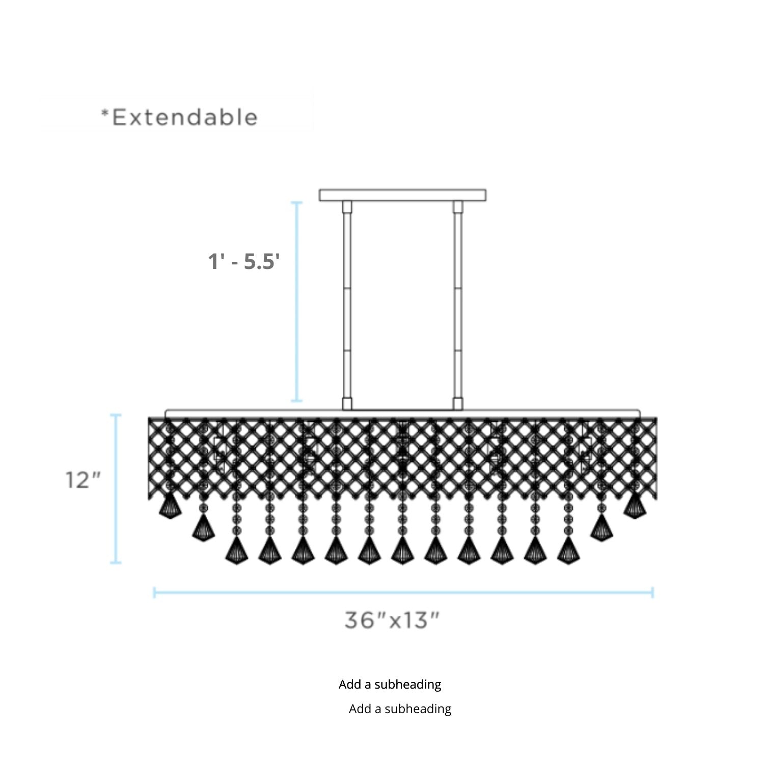 Cinderella Crystal Rectangular Chandelier - 12 Light | Modern Crystal Lighting