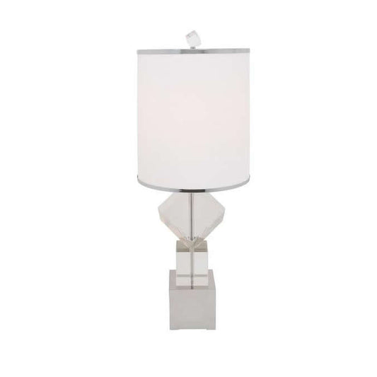 Crystal Cubes USB Table Lamp - 1 Light | Iron/Chrome Base with E26 Socket and 3-Way Switch