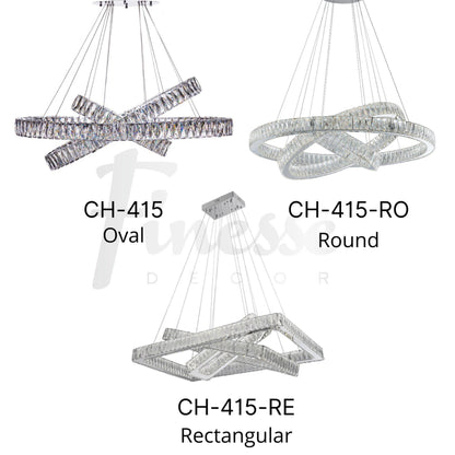 Crystal Elegance LED Chandelier - 3 Adjustable Rectangles | Modern & Luxurious Crystal Lighting