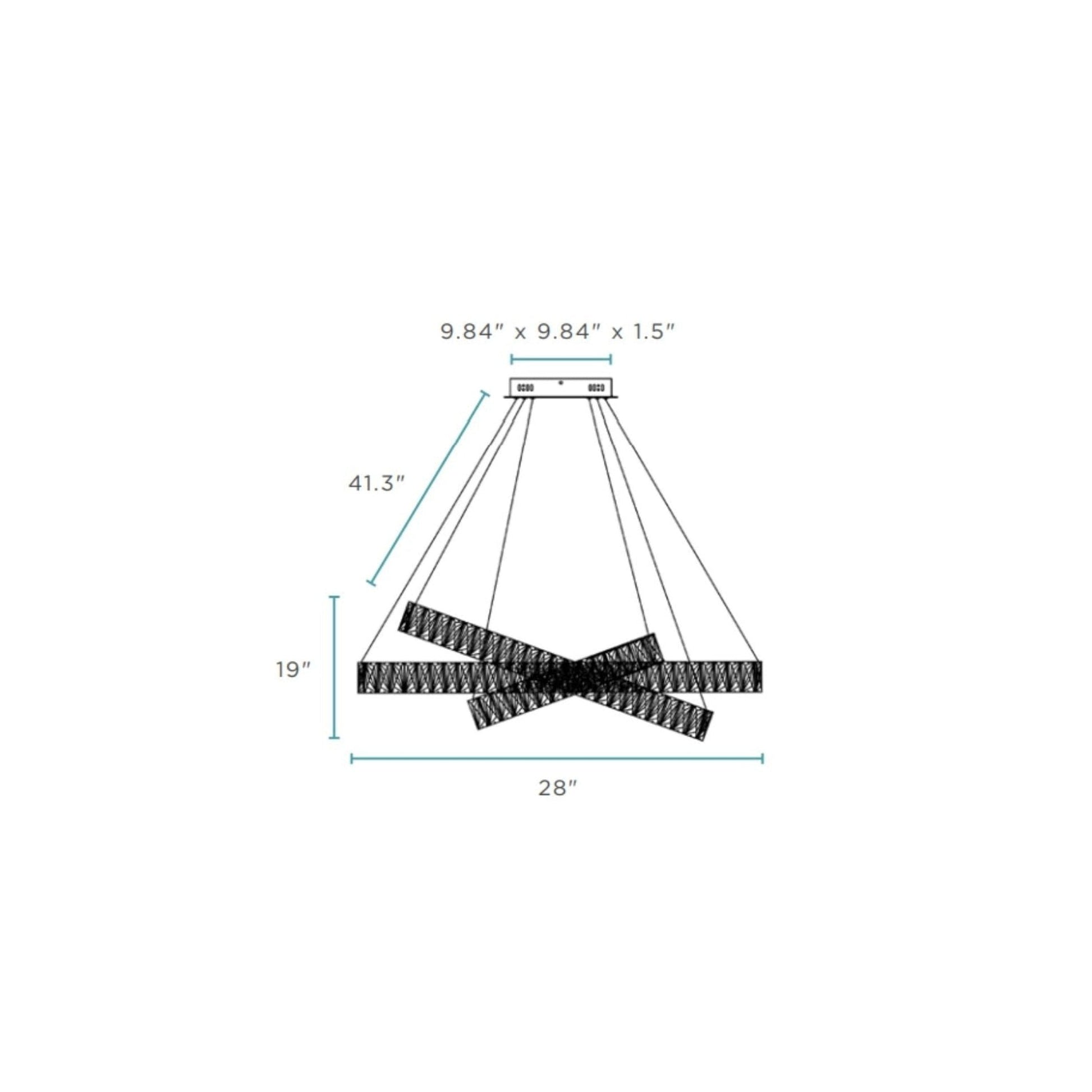 Crystal Elegance LED Chandelier - 3 Adjustable Rectangles | Modern & Luxurious Crystal Lighting