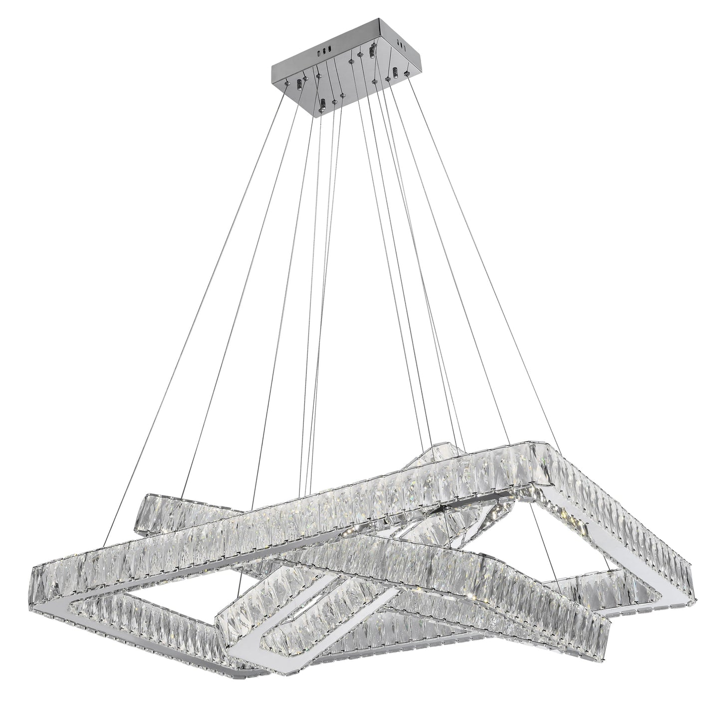 Crystal Elegance LED Chandelier - 3 Adjustable Rectangles | Modern & Luxurious Crystal Lighting