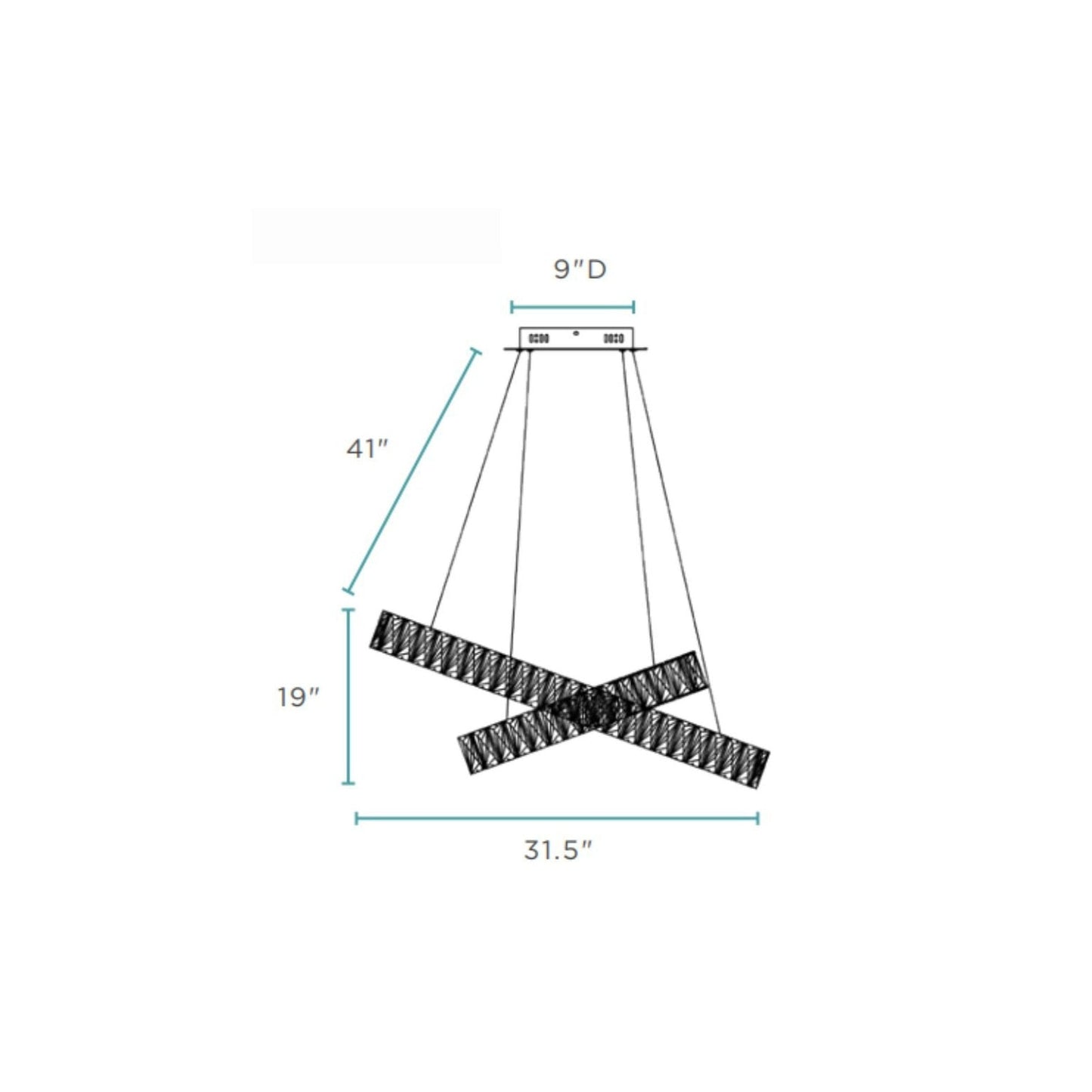 Crystal Elegance Three Ring LED Chandelier - Adjustable Modern Crystal Lighting | 100W