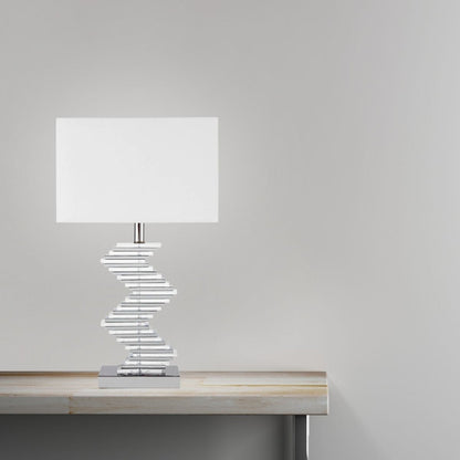 Crystal Two Tone Paved Table Lamp - 1 Light | Elegant Lighting with Linen Shade