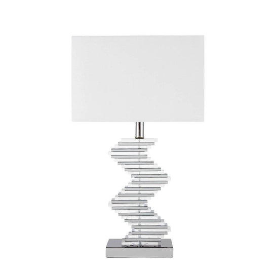 Crystal Two Tone Paved Table Lamp - 1 Light | Elegant Lighting with Linen Shade