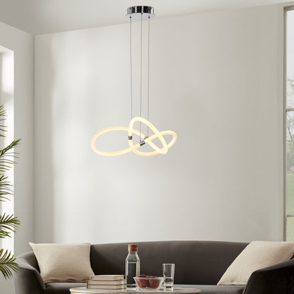 Daisy LED Adjustable Chandelier - Chrome, Infinity Knot Design, Dimmable