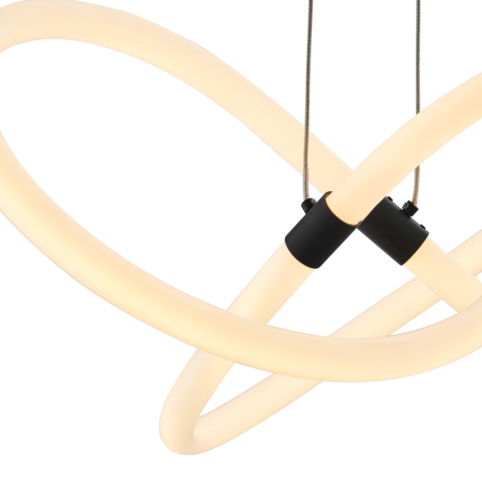 Daisy LED Adjustable Chandelier - Matte Black, Infinity Knot Design, Dimmable