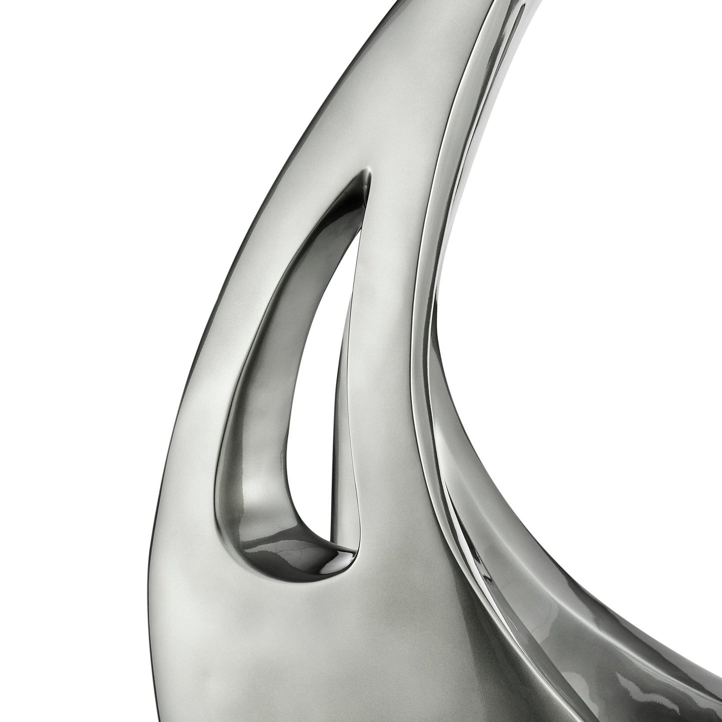 Dark Gray Sail Floor Sculpture With White Stand, 70" Tall
