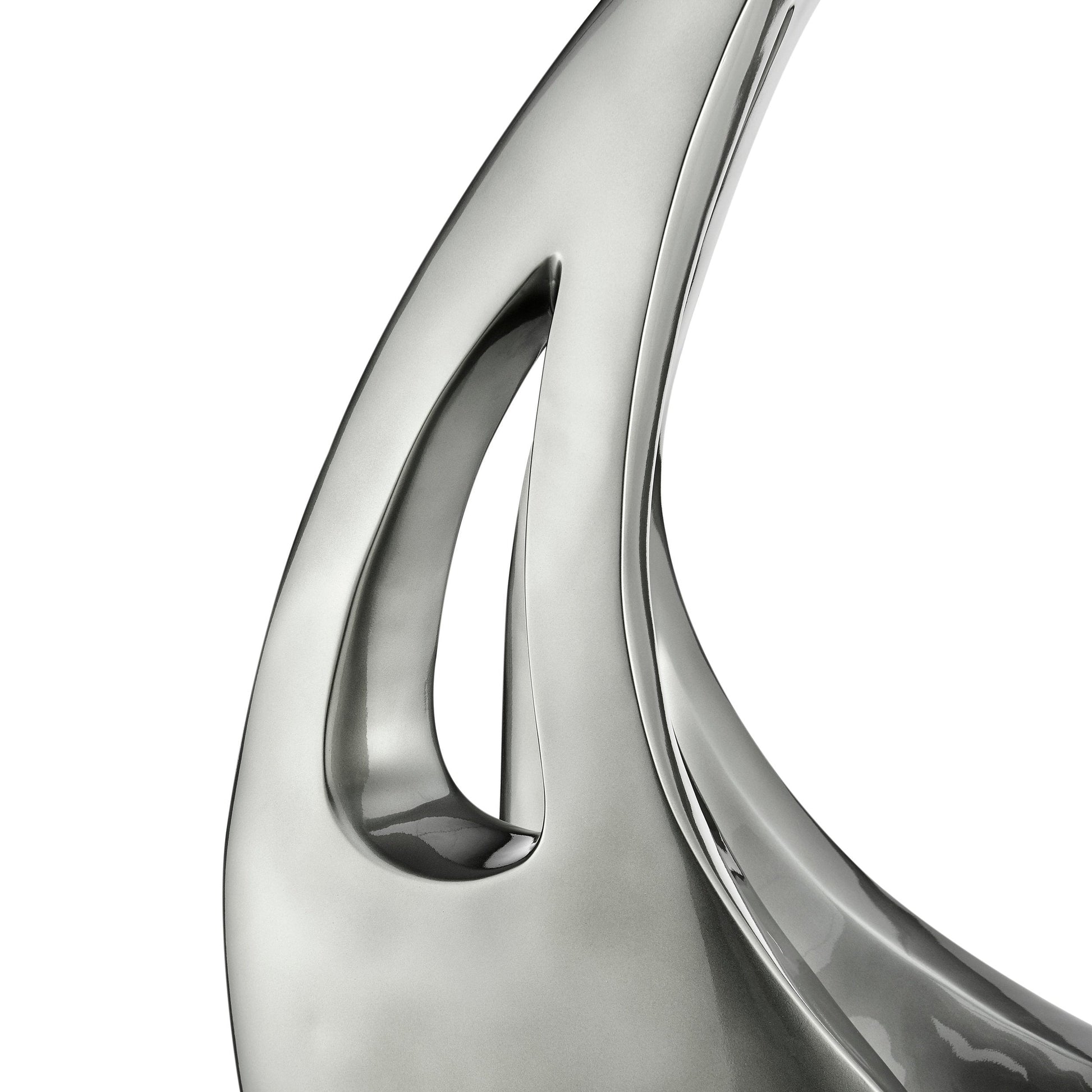 Dark Gray Sail Floor Sculpture With White Stand, 70" Tall