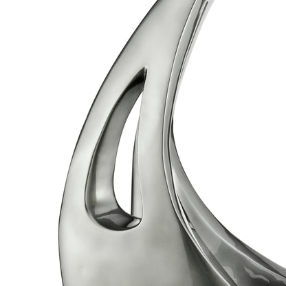 Dark Gray Sail Floor Sculpture With White Stand, 70" Tall
