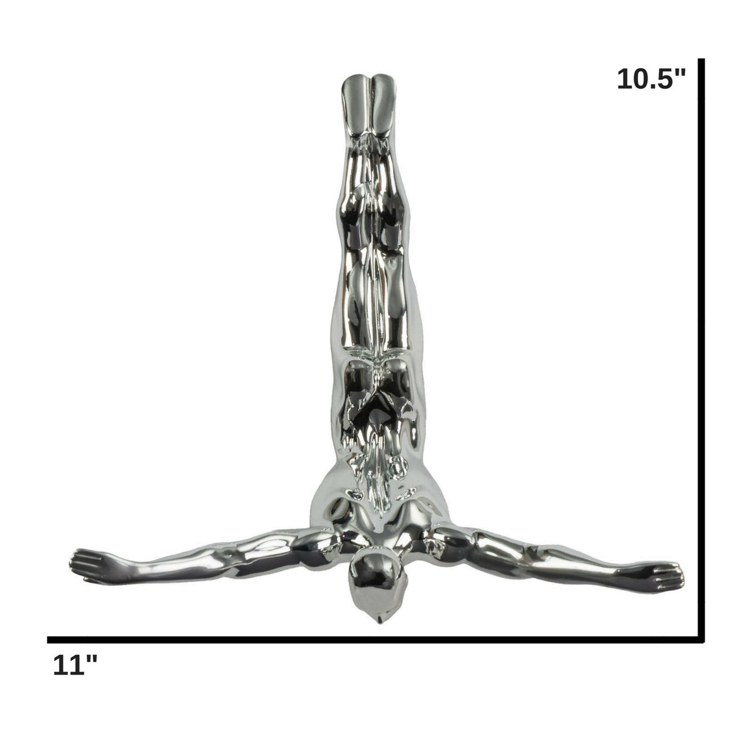 Diver Wall Art Decor Sculpture //11" Chrome