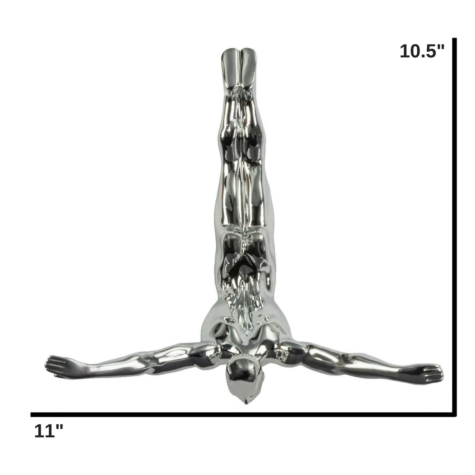 Diver Wall Art Decor Sculpture //11" Chrome