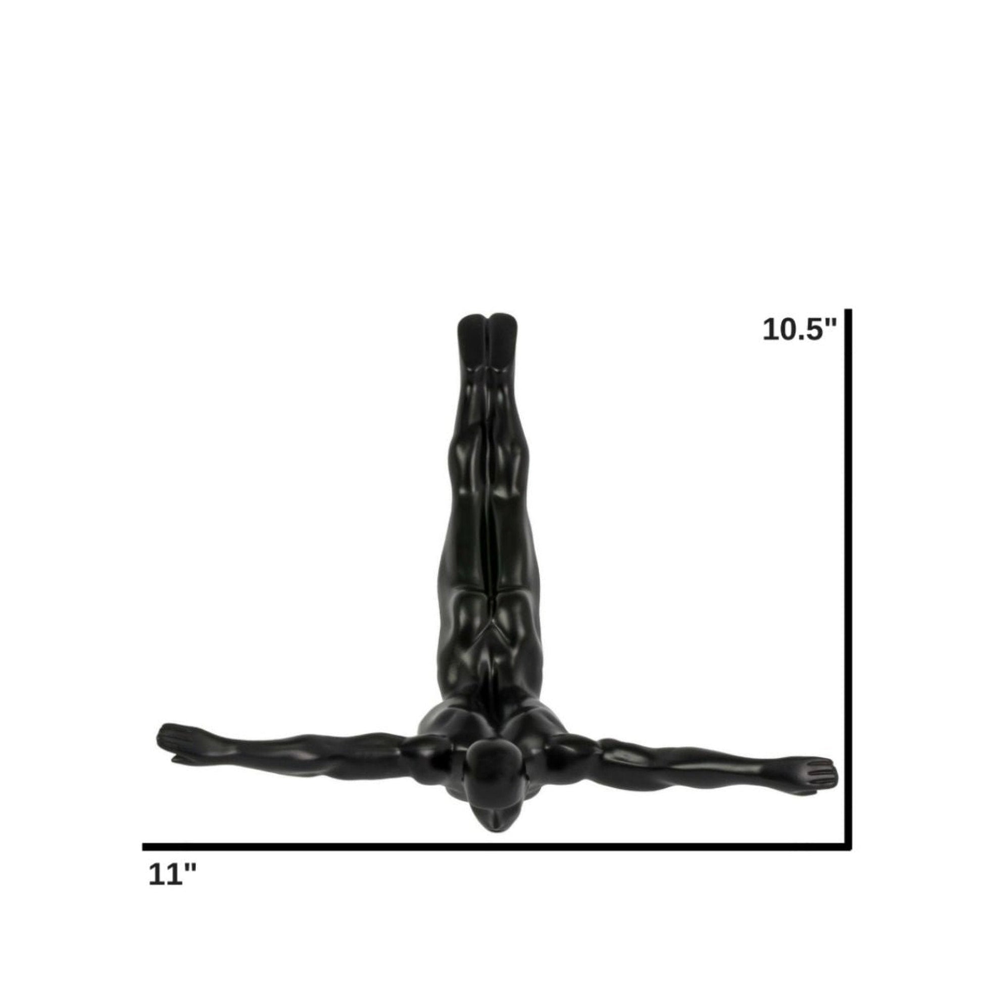 Diver Wall Art Decor Sculpture //11" Matte Black