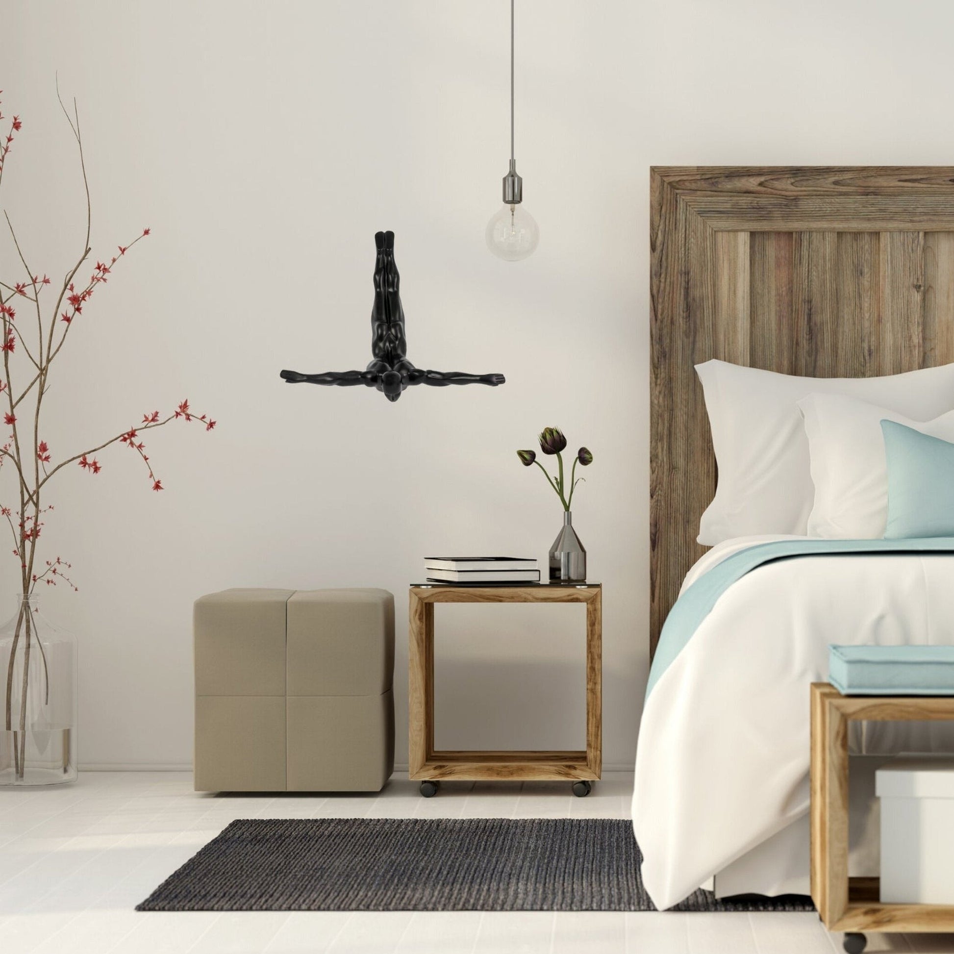 Diver Wall Art Decor Sculpture //11" Matte Black