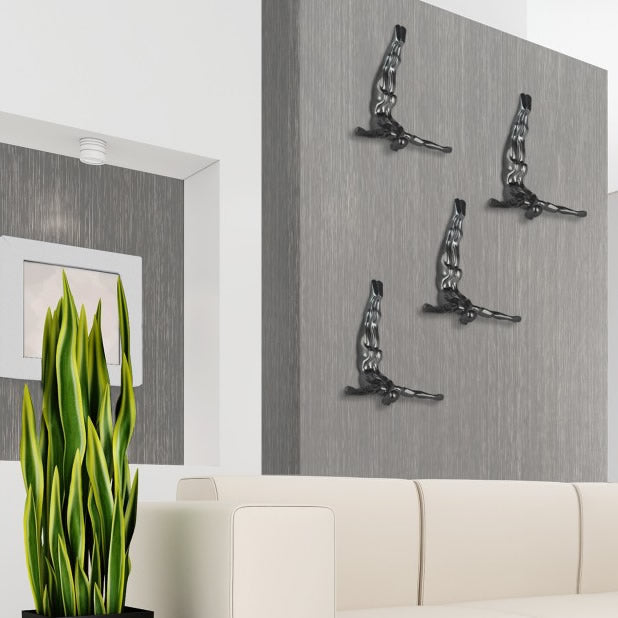 Diver Wall Decor Sculpture // 22" Chrome